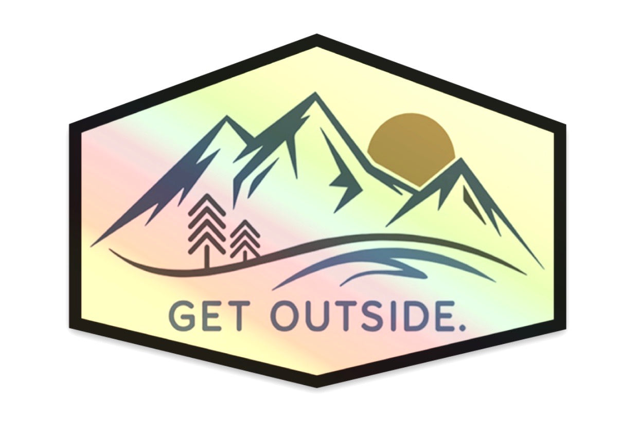 GET OUTSIDE HOLOGRAPHIC MOUNTAIN STICKER